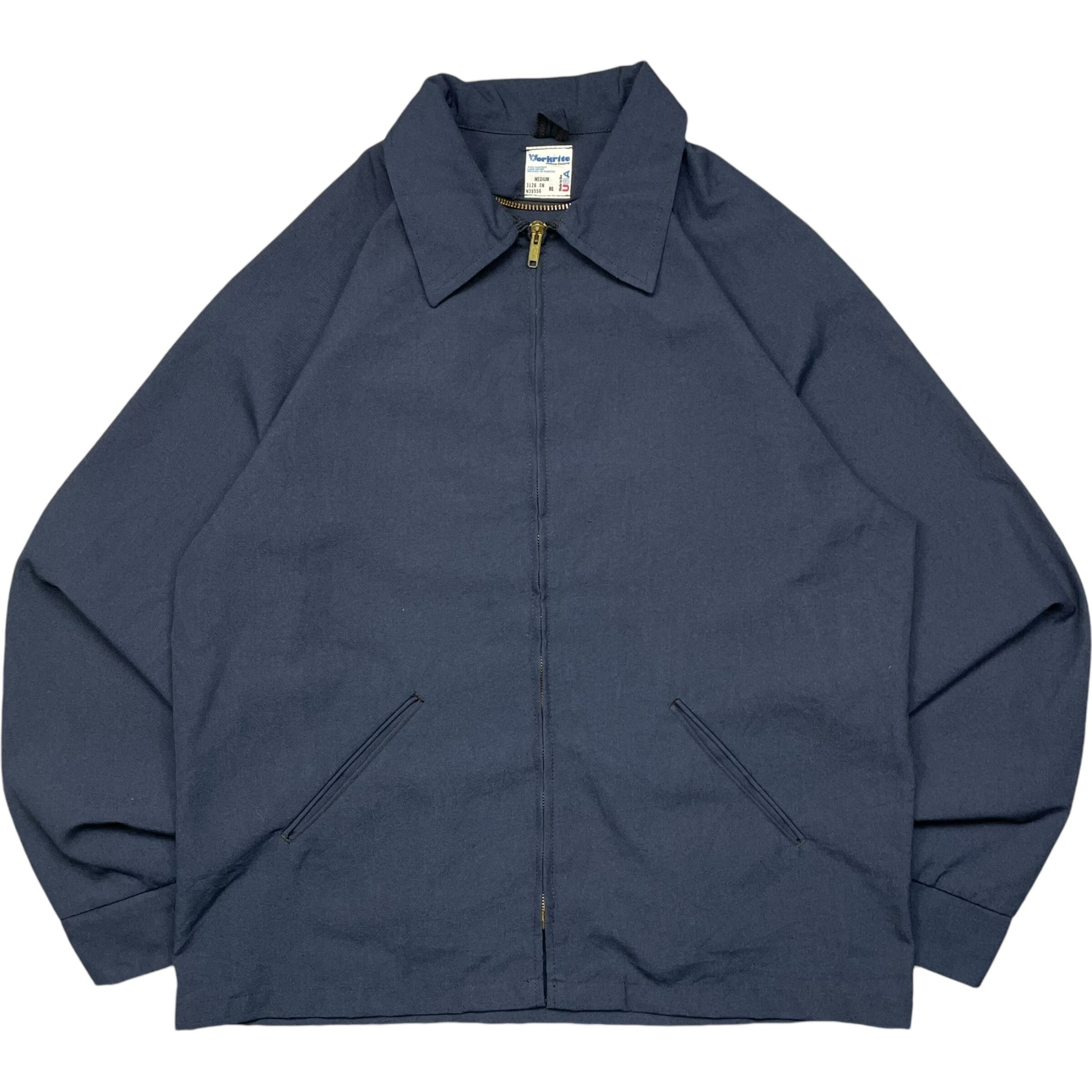 《M》 Workrite ワークジャケット 無地 耐熱 ネイビー USA製 80年代〜 no.4438
