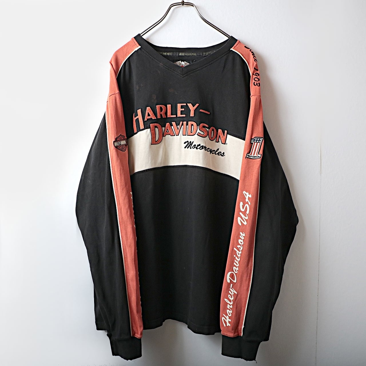 郵送送料無料 古着 Harley-Davidson 長袖カットソー ホワイト ロンT