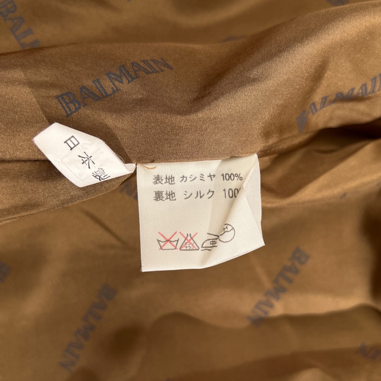 カシミヤ100% COLOMBO コロンボ 高級 カシミア 裏地 シルク100% ステンカラーコート F フリーサイズ /キャメル/レディース/BALMAIN