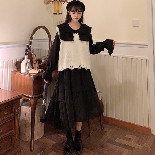 ✞ ドレス ワンピース♥カワイイ♥ブラックスカート 大人女子☆ ロング スウィート ガーリー ✞ゴスロリ SM ミリ 甘ロリ クラロリ 和ロリ エレガント 黒ロリ 姫ロリ 華ロリ BB-BB67225779094
