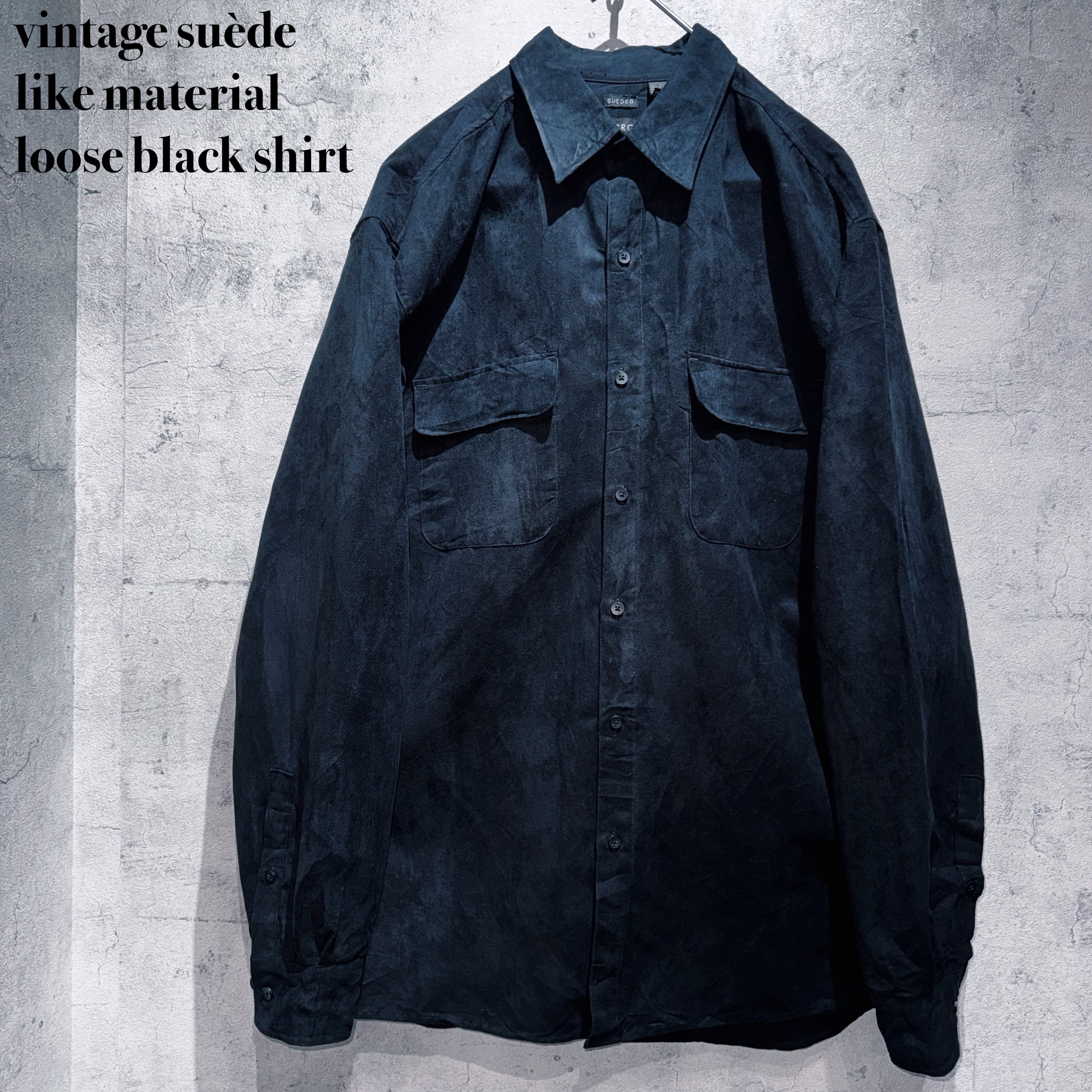 vintage suède like material loose black shirt