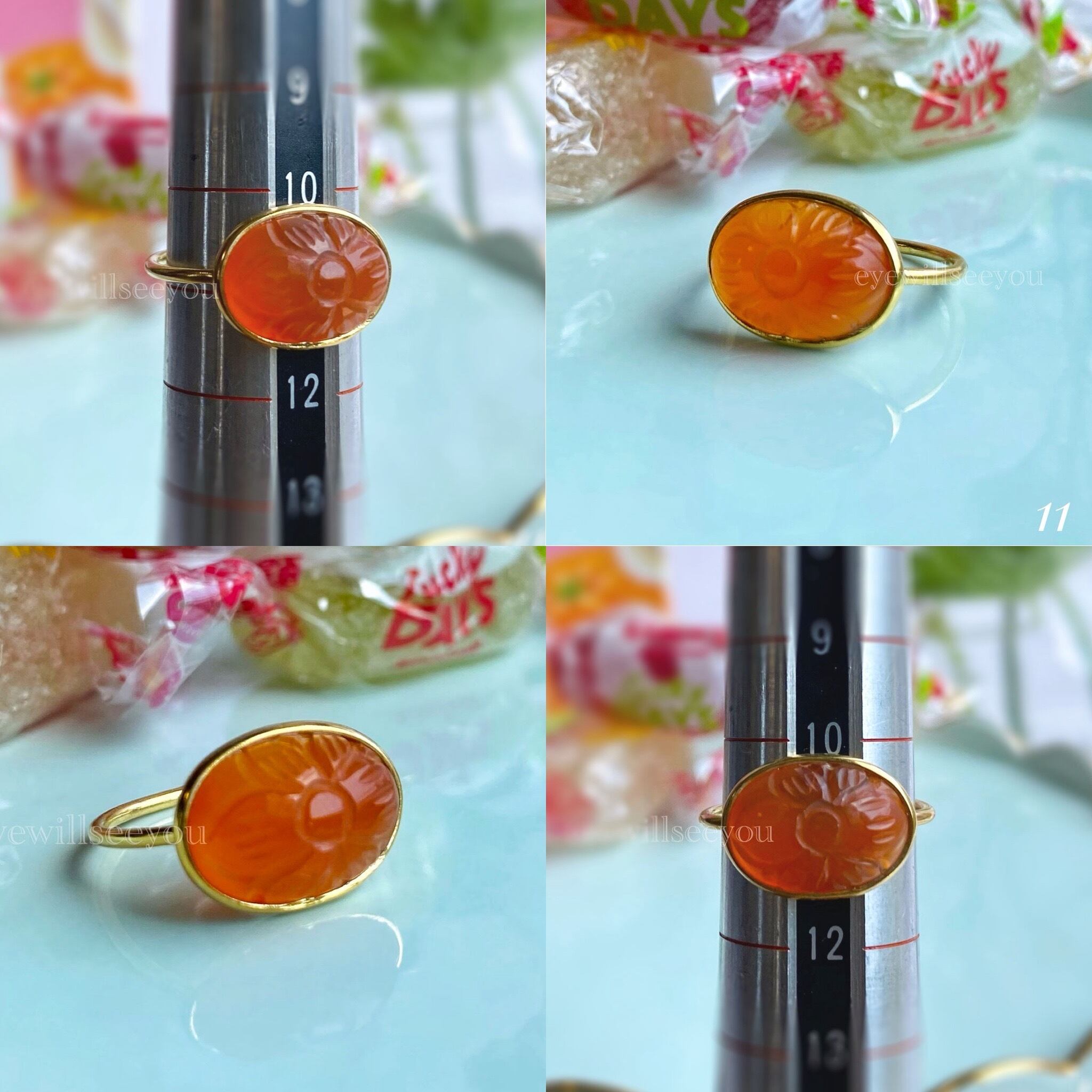 あ〜きゃん♬様　高品質　カーネリアン　ネコ　ねこ　カービング Carnelian carving ring カーネリアンカービングリング | eyewillseeyou