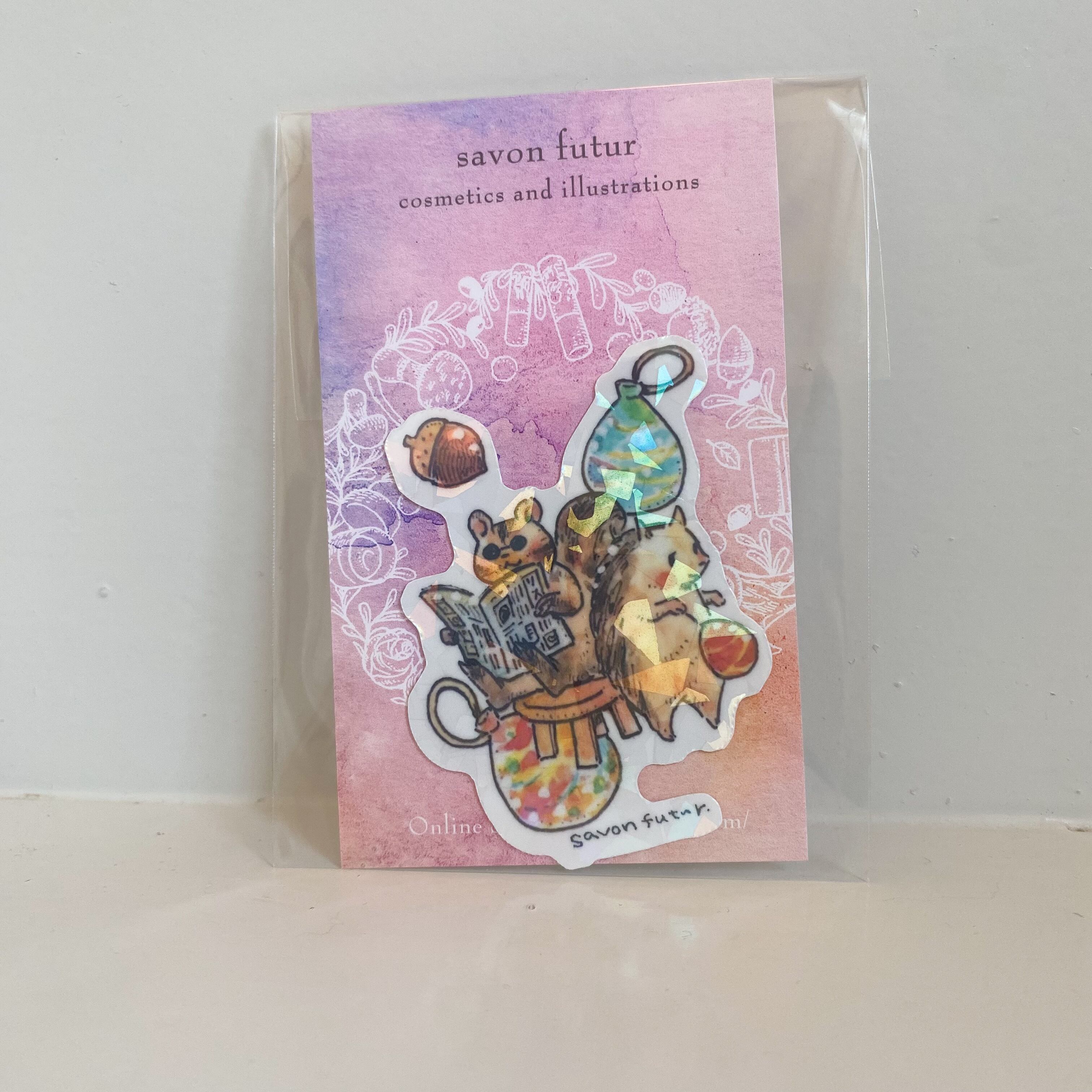 ステッカーシール / ハリネズミとリス