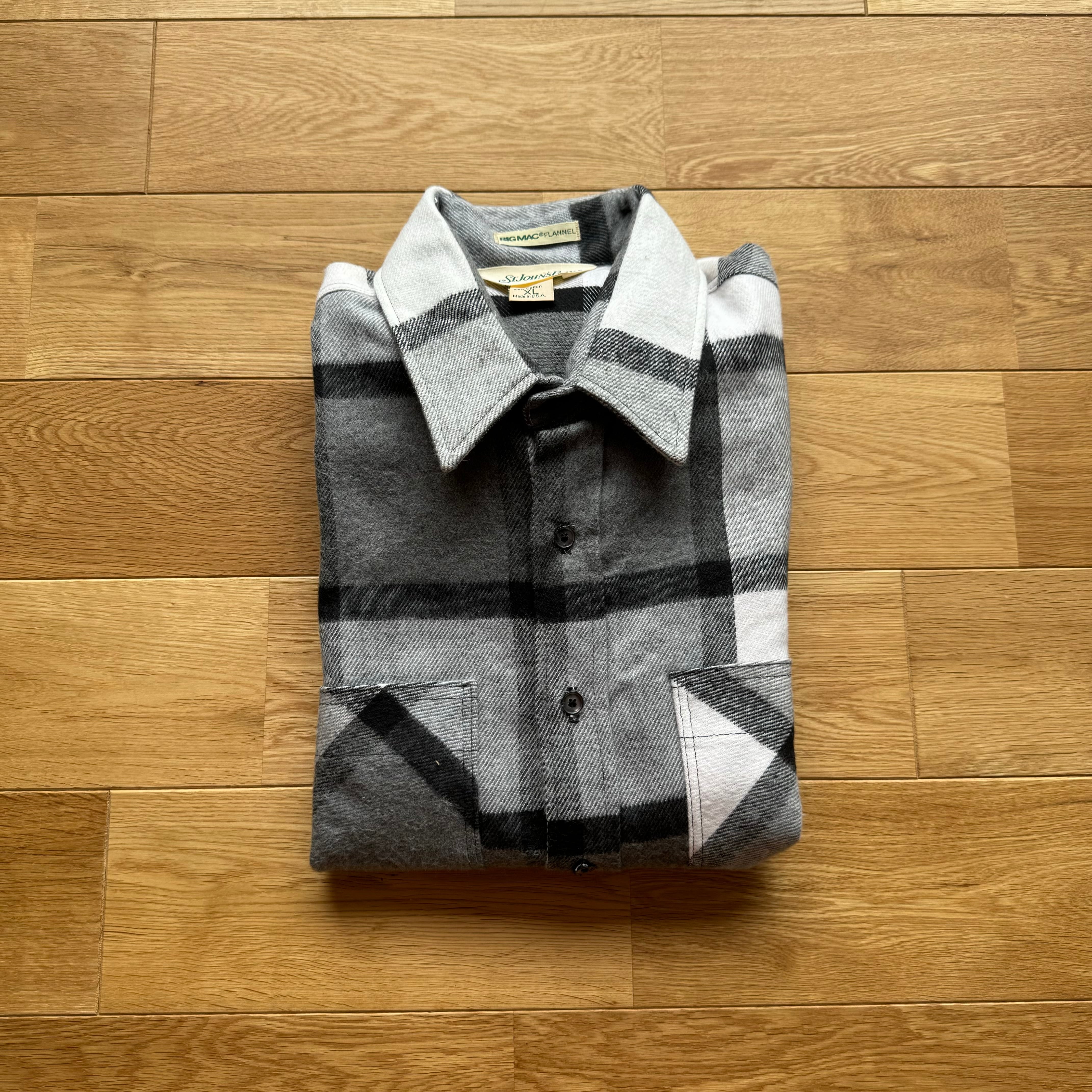 1980's Deadstock "St Jone's Bay" Big Mac Flannel Shirt/XL/Grey, Black,