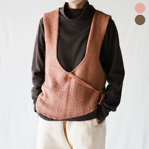 Vlas Blomme - Aerial Alpaca Wool エプロンジレ - Pink / Brown