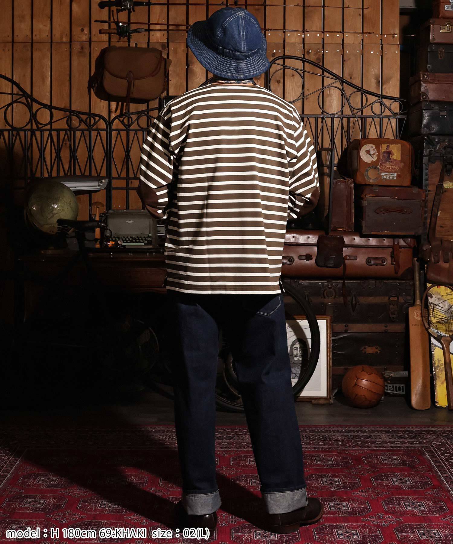 New Color】ELBOW PATCH BORDER エルボー パッチ ボーダー ロンT