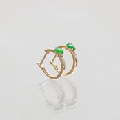 キラキラと輝く翡翠ピアスleaf diamond hoop！！　A貨翡翠  jd_mm1169