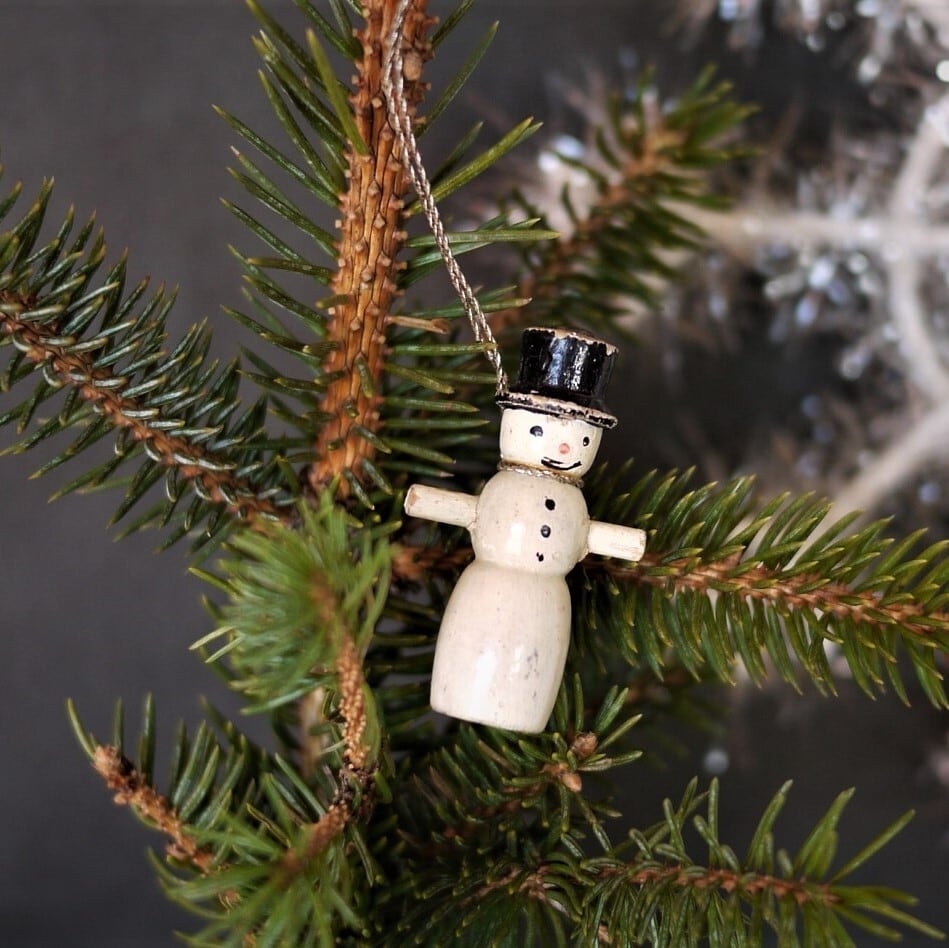 木製クリスマスオーナメント 雪だるま wooden doll ペグドール