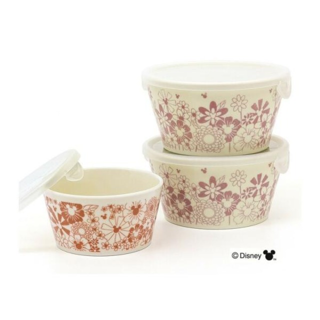 コストコ再販商品 三郷陶器 フラワー・フラワー ディズニー レンジパック 3個(MMS)