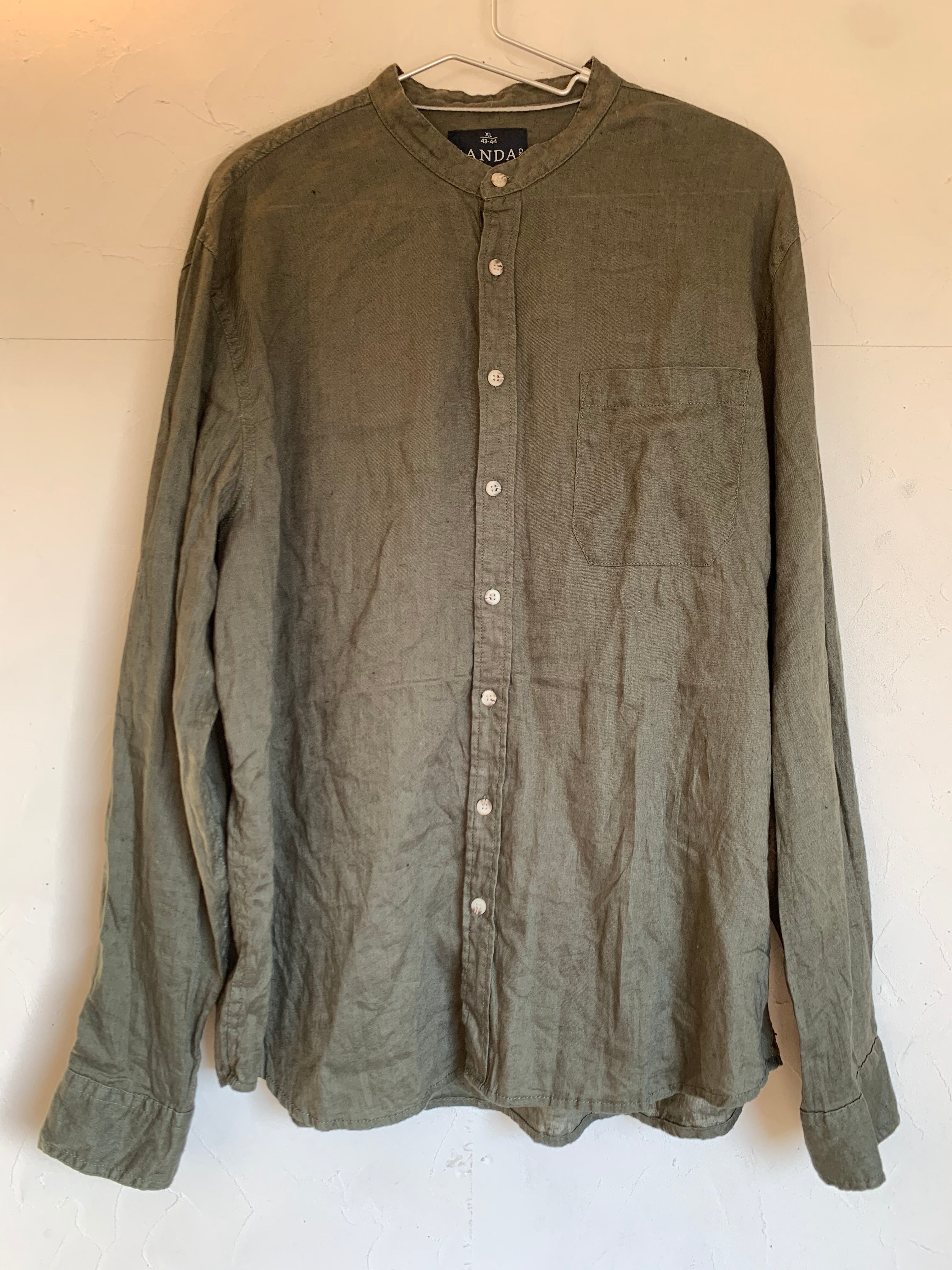 バンドカラーリネンシャツ