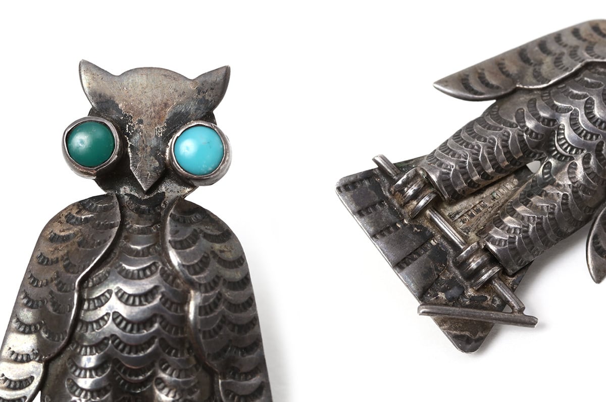 NAVAJO ナバホ 1940~50's Vintage Navajo Owl Silver Pins