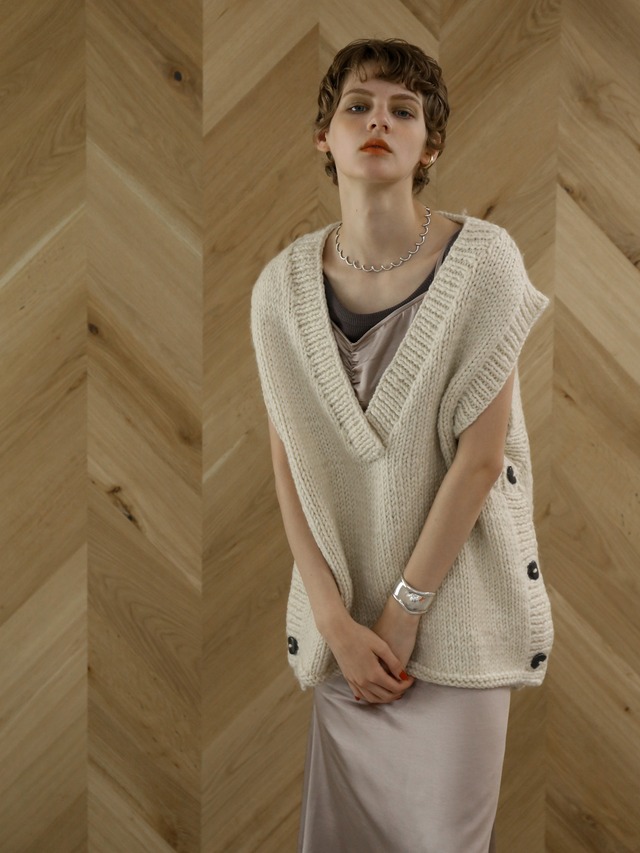 handmade knit vest（ivory）