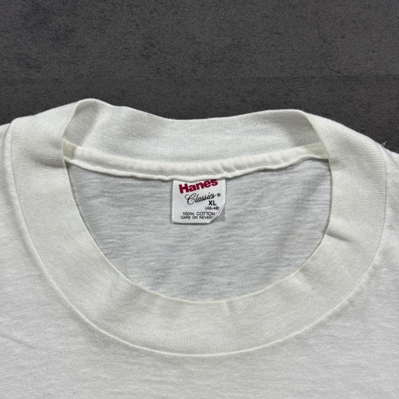 80s Hanes solid TEE white XL 古着 - 5