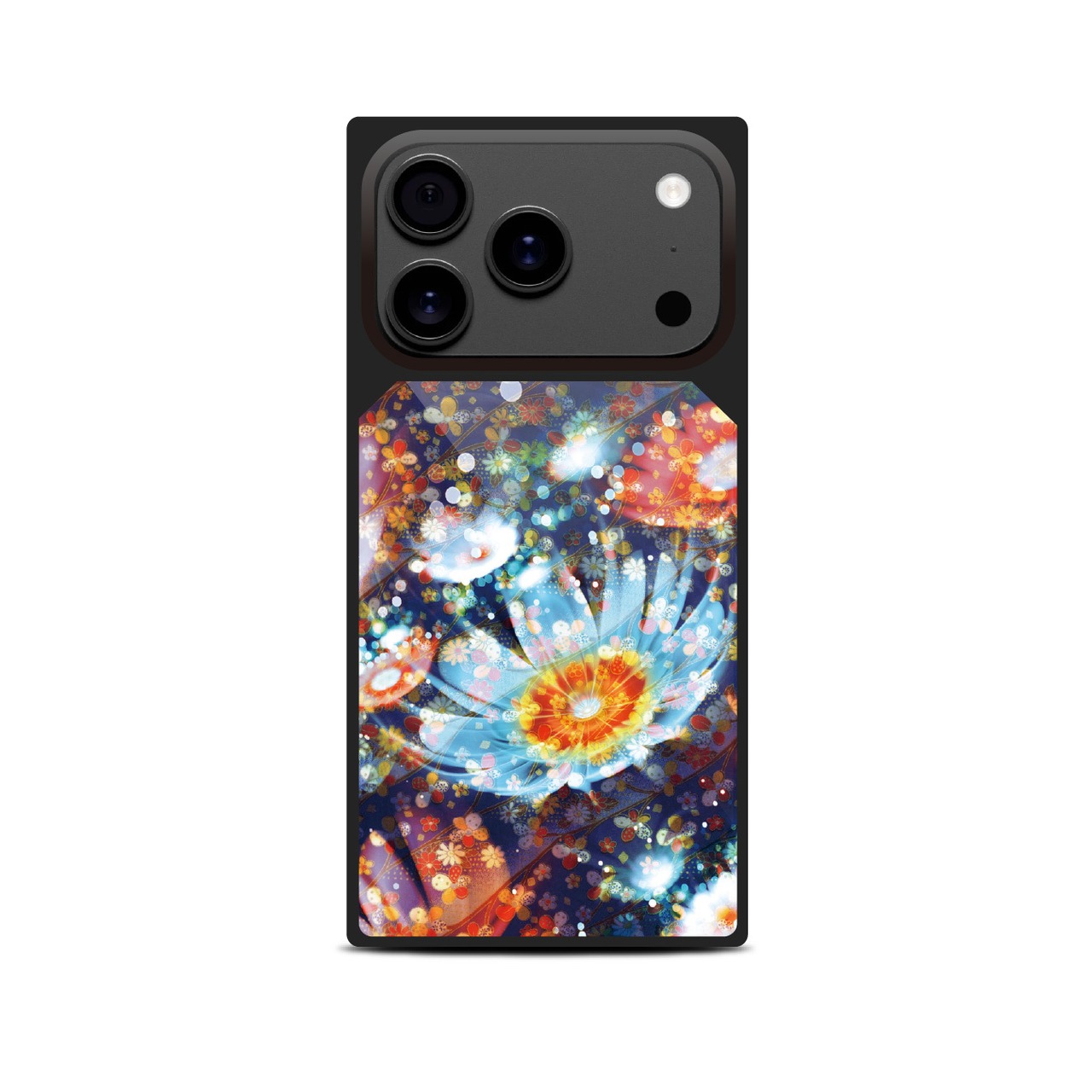 秋桜 - 和風 四角型 強化ガラスiPhoneケース