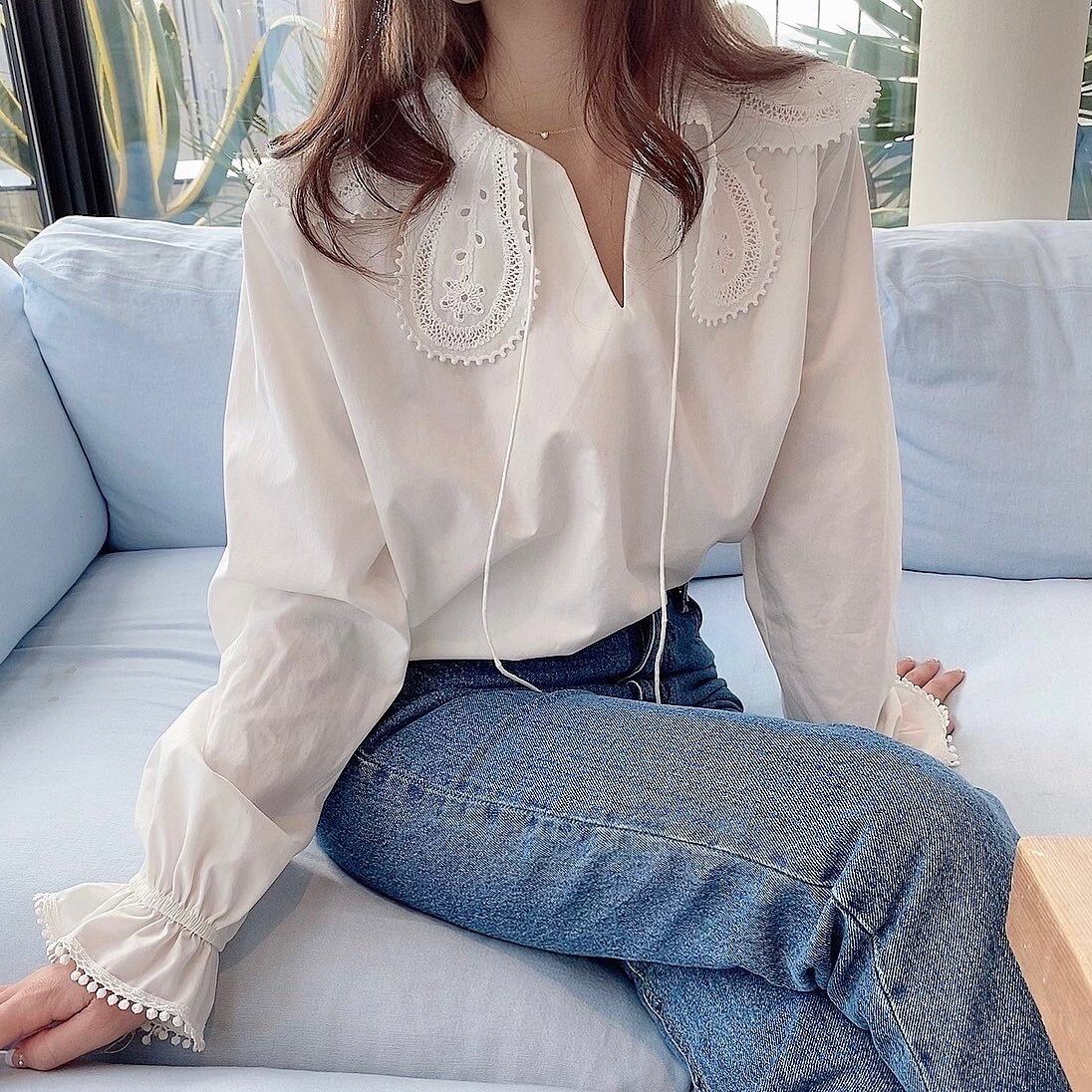 専用！Moripon Flower blouse ホワイト Flower blouse /white (4月上旬頃発送予定) | moripon.