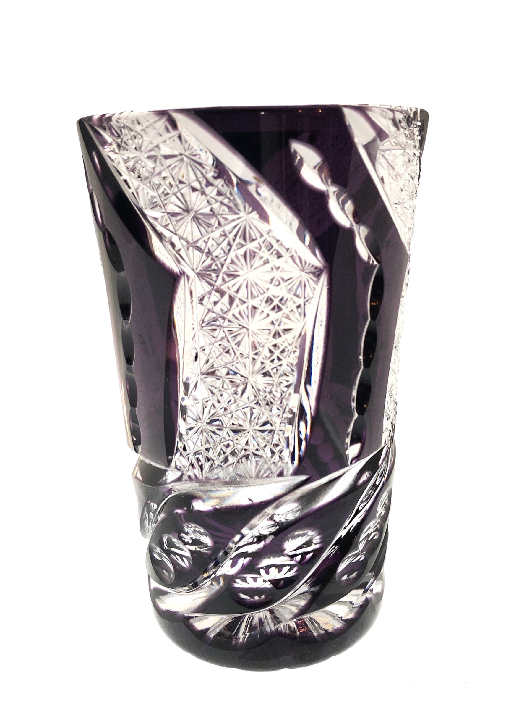 江戸切子  クリスタルガラス焼酎グラス(紫)