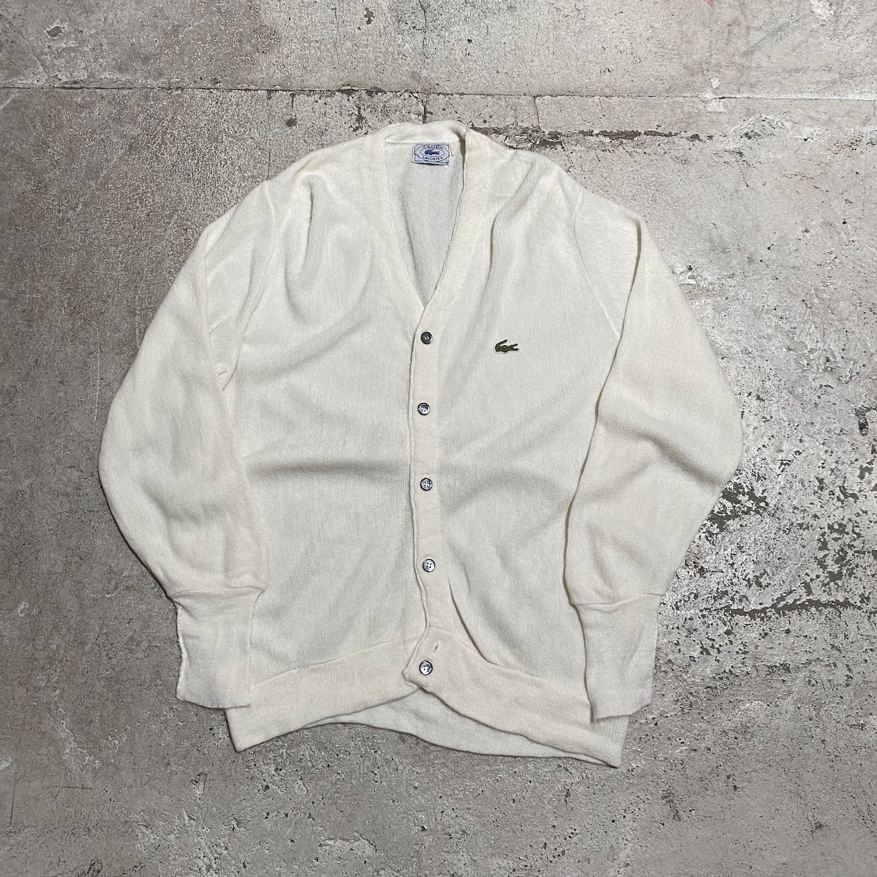 80s IZOD LACOSTE / USA製 糸巻きタグ アクリルカーディガン  
