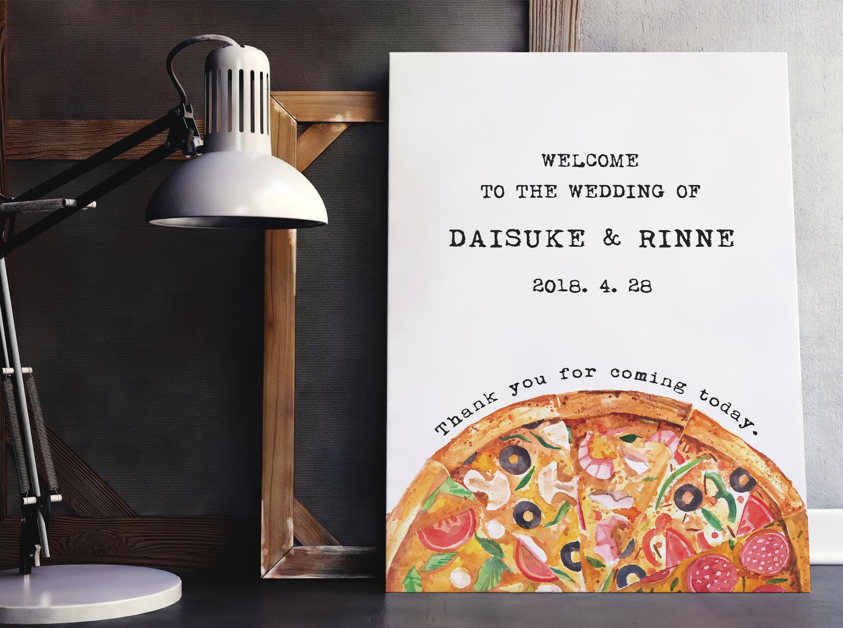 【ピザ】シンプルウェルカムボードシリーズ