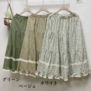 フリル小花柄 ギャザースカート Y 10516