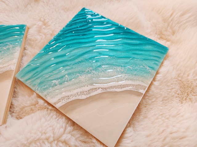 454.オーシャンレジンアート 波紋アート 15㎝パネル