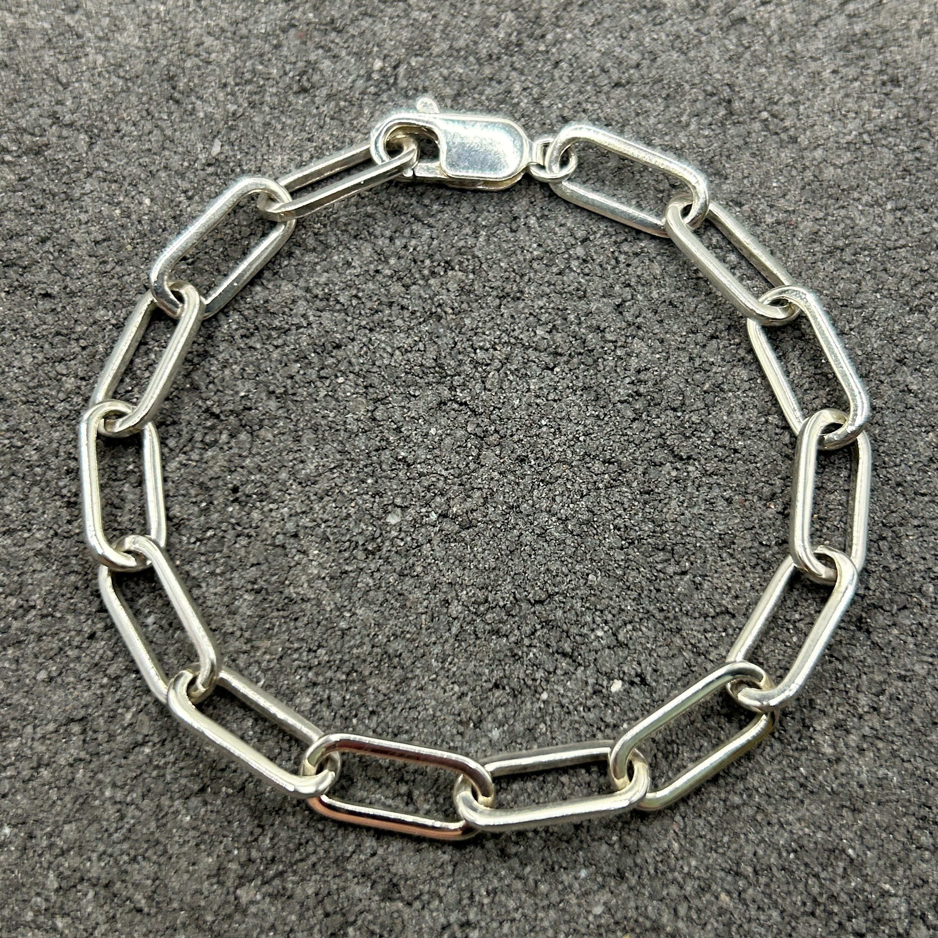 シルバー925 Silver あずきチェーンブレスレット/軽研磨仕上げ