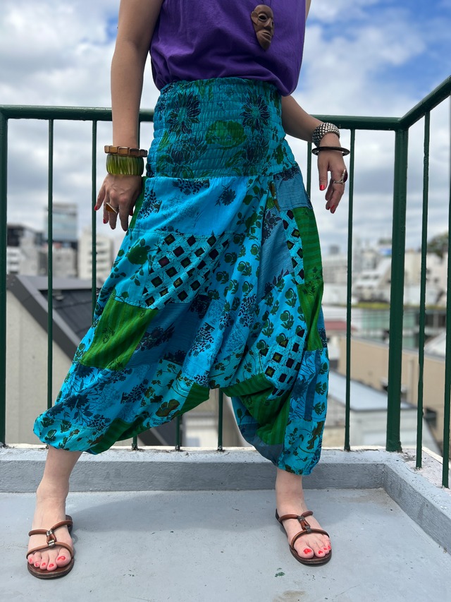 Vintage indian cotton patchwork sarrouel pants