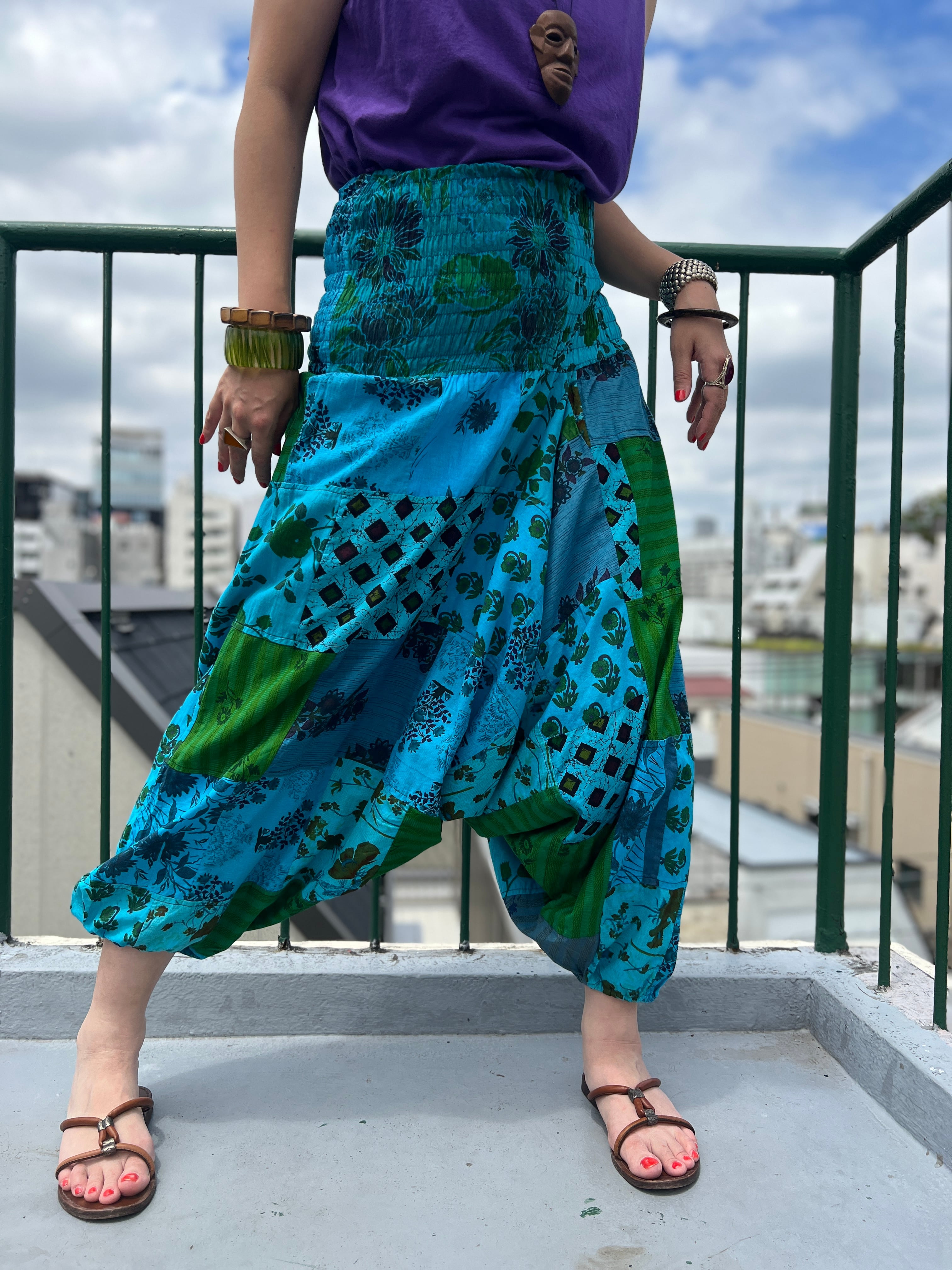 Vintage indian cotton patchwork sarrouel pants