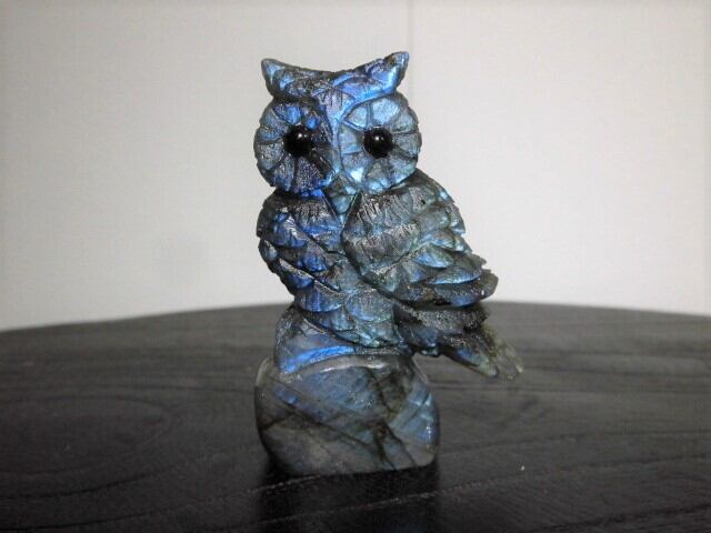 福を呼ぶ【送料無料】【高品質】ラブラドライトふくろう　no.1