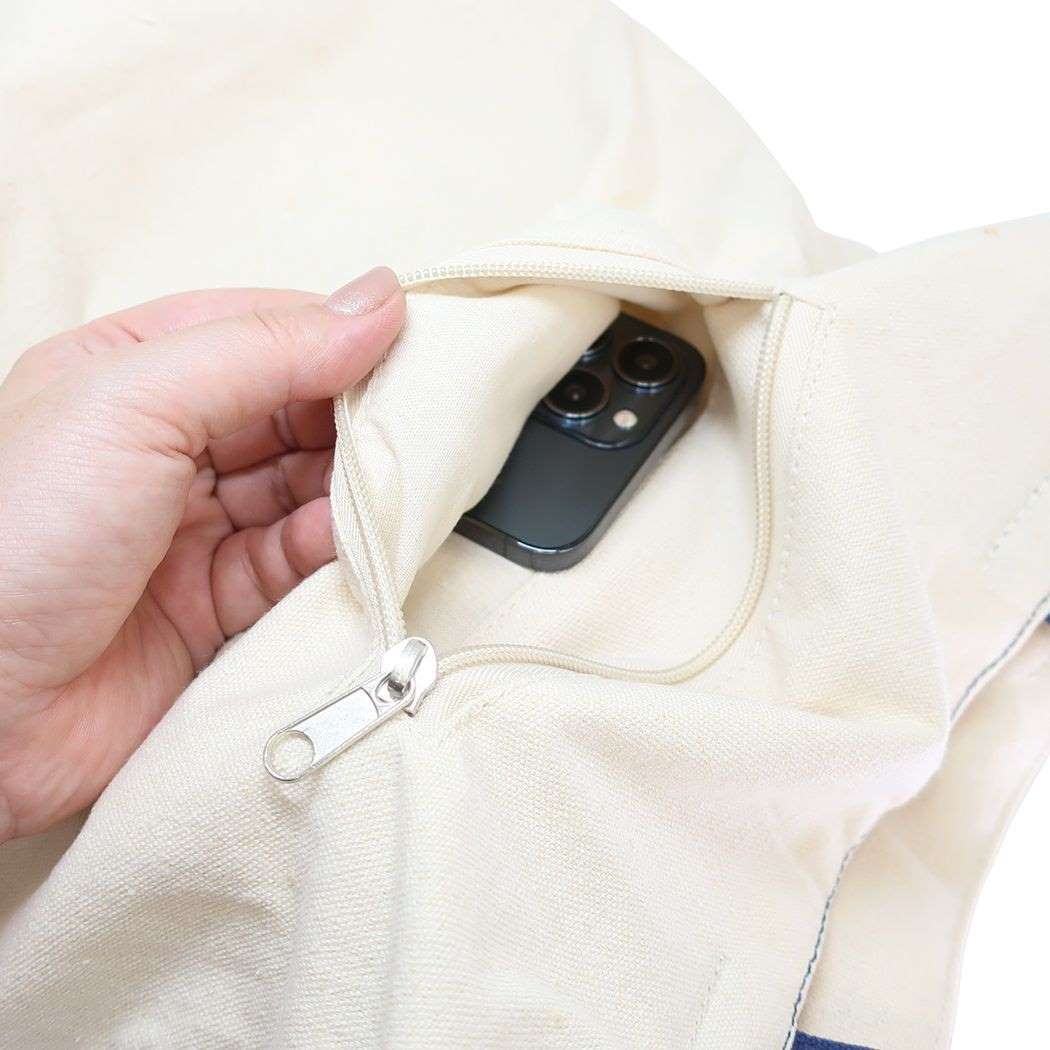 【キャンバストート】ファスナー付きトートバッグ マリ親子ピクニック ミックスねこ