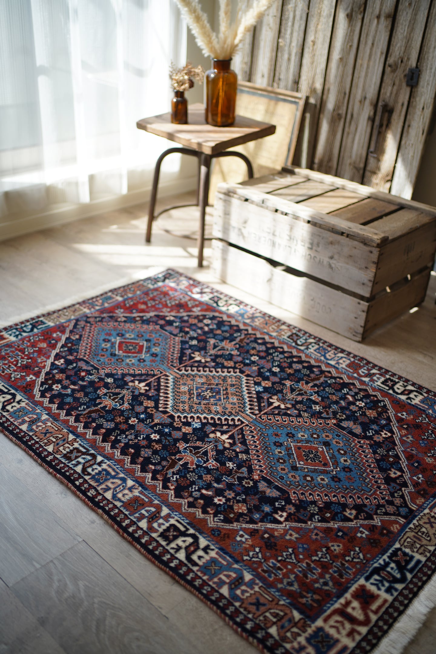 215】Vintage Persian Yalame rug 1980's - 1990's | ヴィンテージラグ