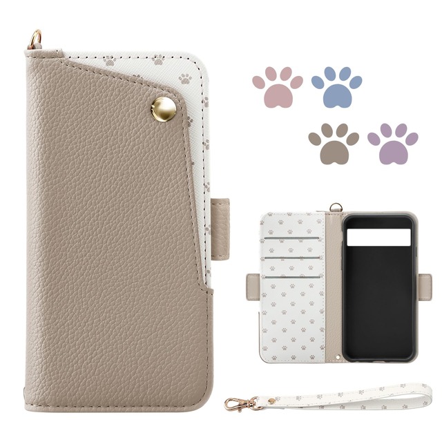 JOMA-E Shop 手帳型ケース Google Pixel 8a 6.1インチと互換性のある 可愛い 猫 足跡 グーグル ピクセル8a 用の ケース 女性 マグネット式 Pixel8 A 向けの スマホケース カード入れ収納 横置きスタンド機能 ぐーくるぴくせる8a に適合する カバー PUレザー 衝撃吸収 外側ポケット 防塵 シンプル 大人人気 (杏色)