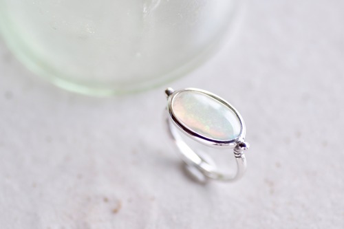 【ONE-OF-A-KIND】oval ring #16.5 SV950 <water opal> / リング ＜ウォーター・オパール＞