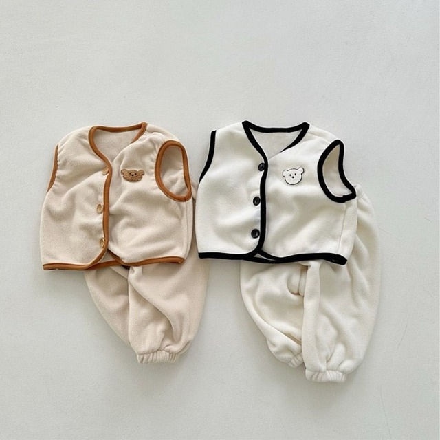 【冬作】熊柄フリースセットアップ