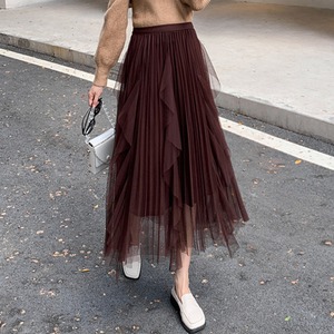 アシンメトリー シアー ドレープ プリーツ スカート 7color 10319