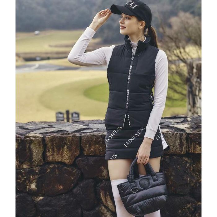 LUXEAKMPLUS リュクスエイケイエムプラス 中綿サイドロゴスカート レディース 女性 スポーツ ゴルフ GOLF 防寒 中わた ストレッチ LUXEAKMPLUS リュクスエイケイエムプラス 中綿サイドロゴスカート