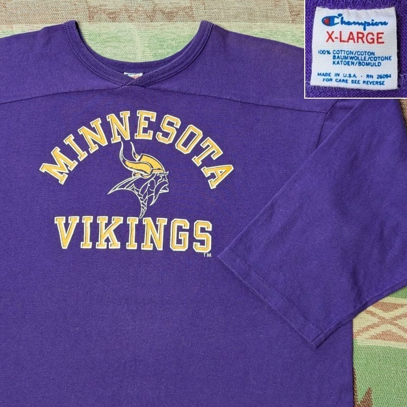 80s Champion Football T-Shirt (XL) MINNESOTA VIKINGS | Wonder Wear