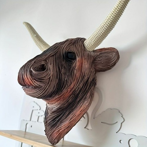 壁掛け インテリア 牛の頭 立派な角 インテリアアニマル 装飾品