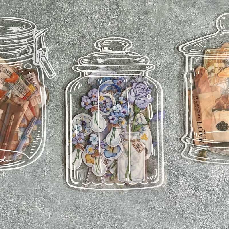 【 再入荷 】ボトルシールコレクション クリアステッカー|20枚&ボトルシール お花 植物 レトロ