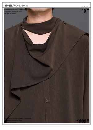 RFDRFD 26AW アシンメトリー ドレープカラー シャツ
