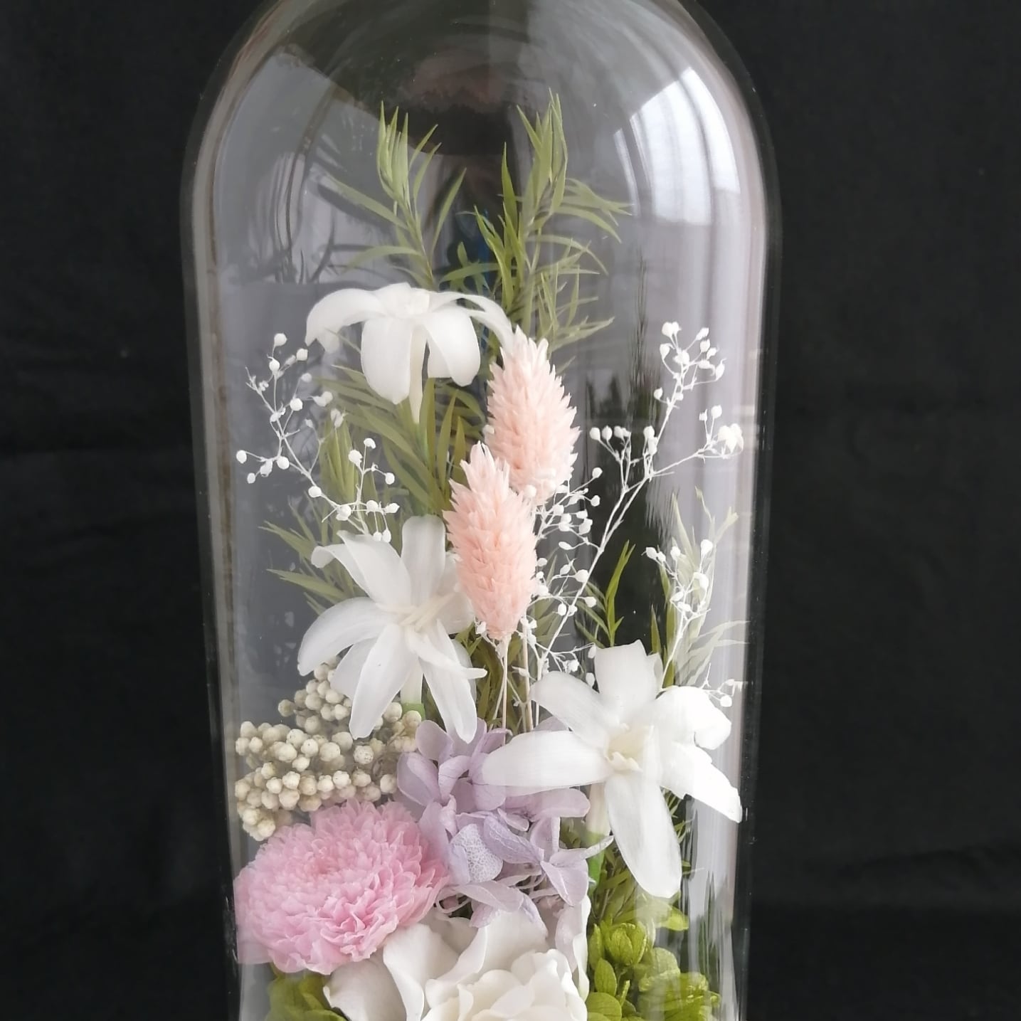 対】プリザーブドフラワーのお供えガラスドーム2個(対) 仏花 仏壇花