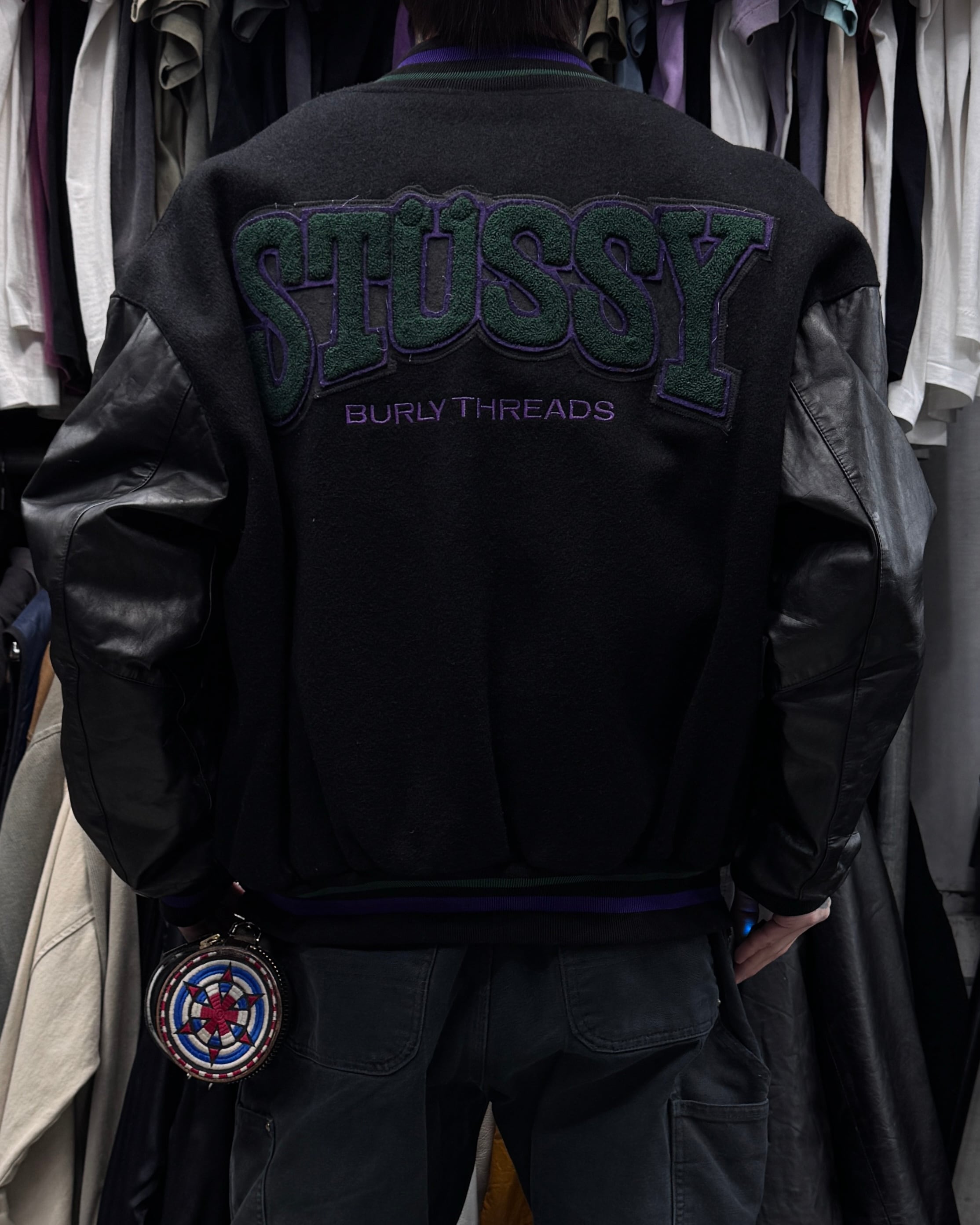 Special!!】90's old stussy Wool Varsity Jacket “©︎1991” “WORLD