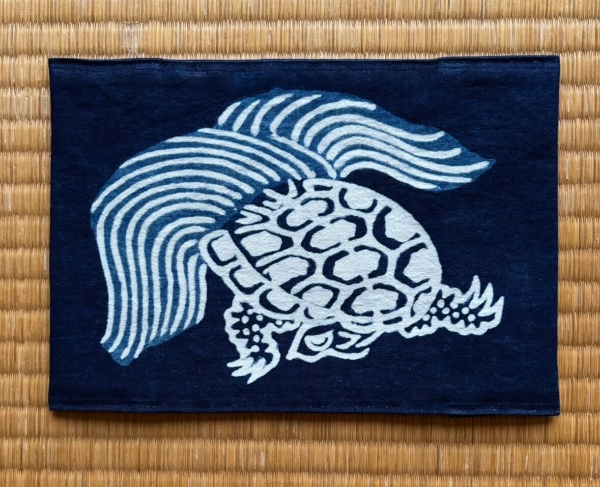 筒描藍染 風呂敷 牡丹唐草 | 長田染工場