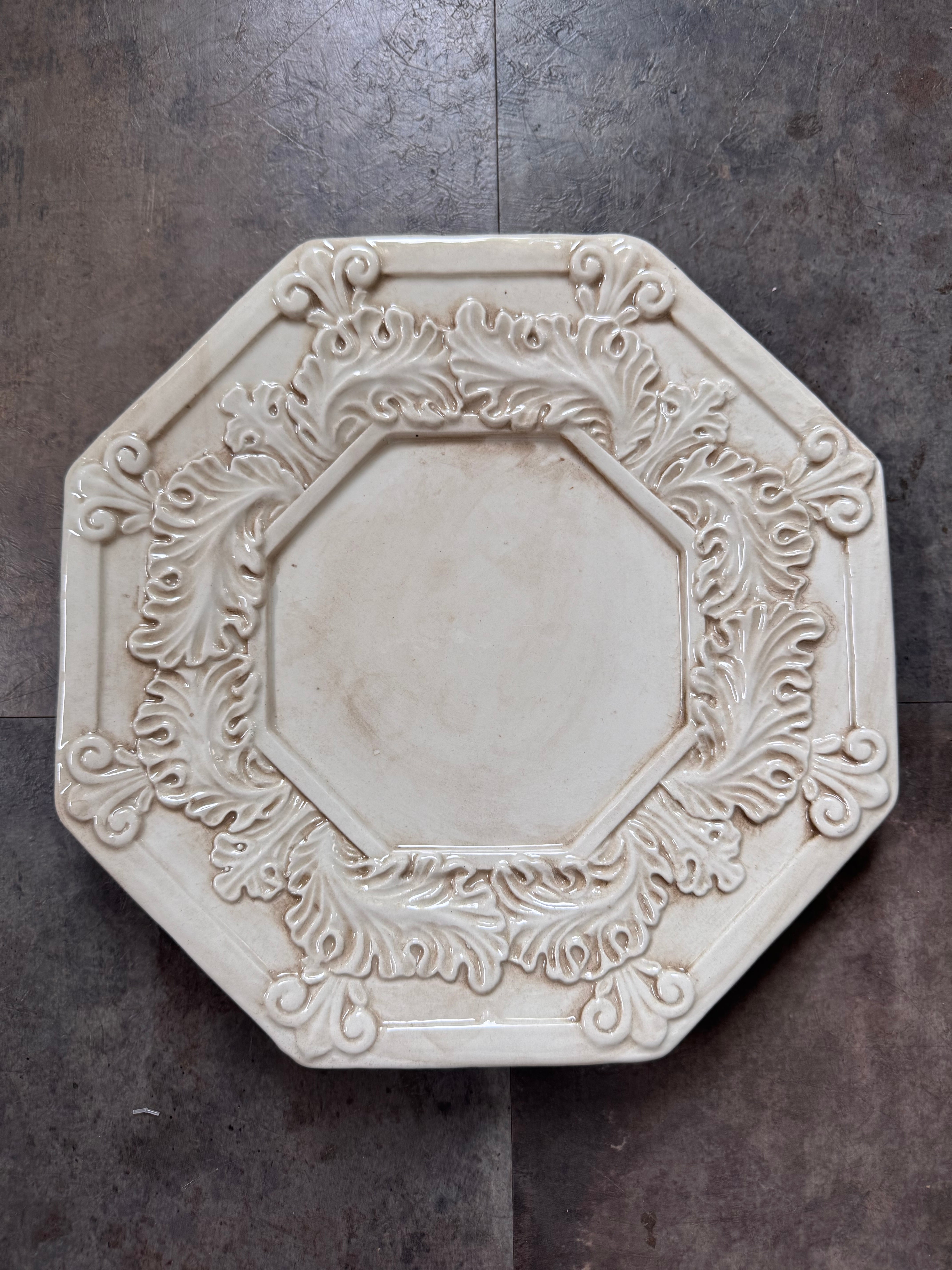 窯元不明 レリーフのオクトゴナル