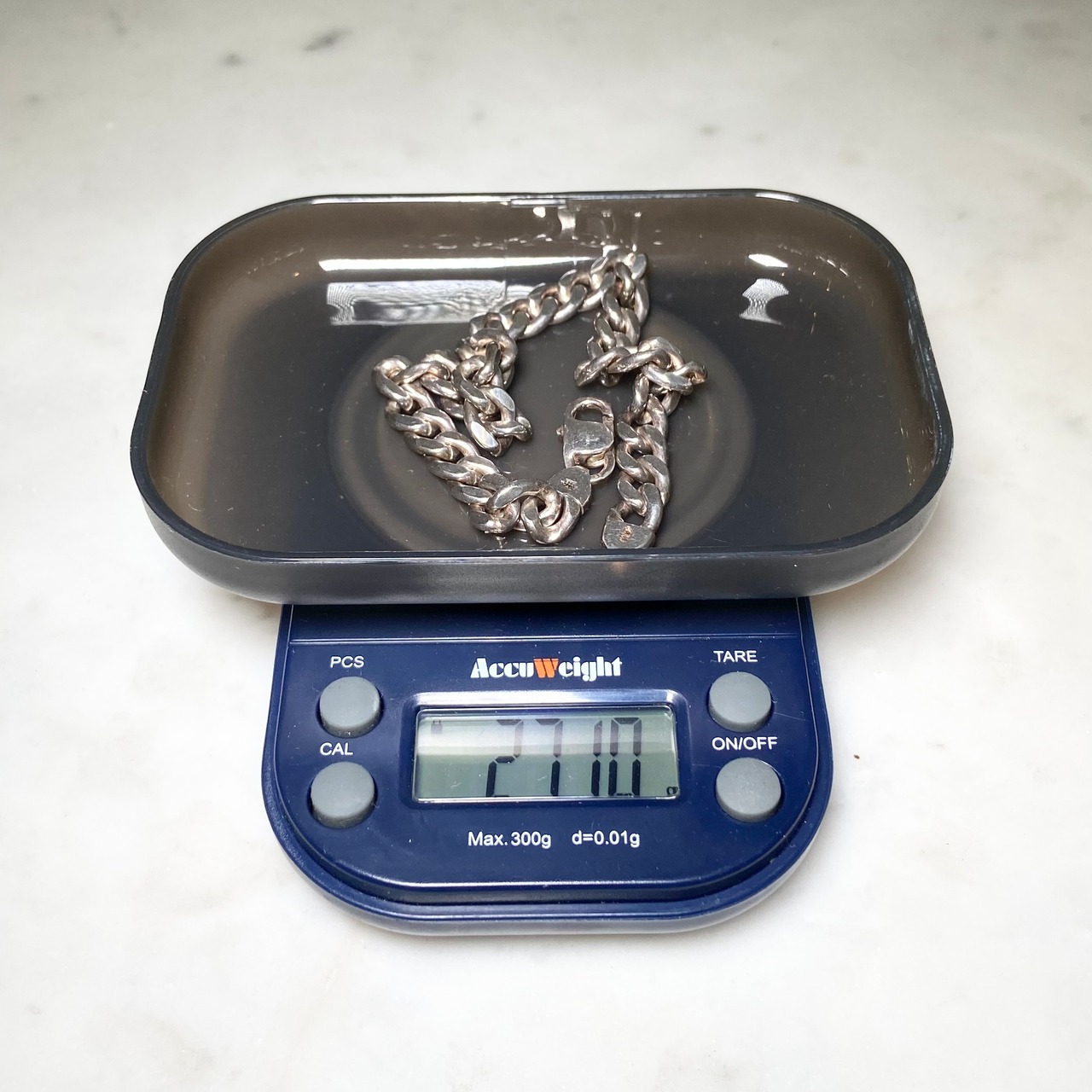 vintage silver flat link chain bracelet (size21.5cm, 27.1g)