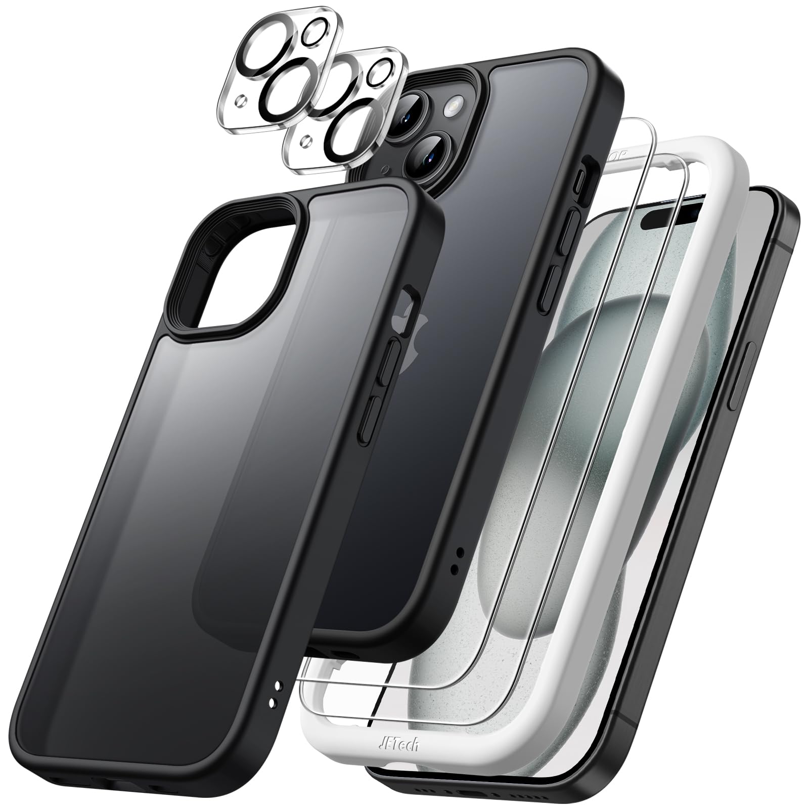 JETech iPhone 15用 5 in 1 マットケース (ブラック)