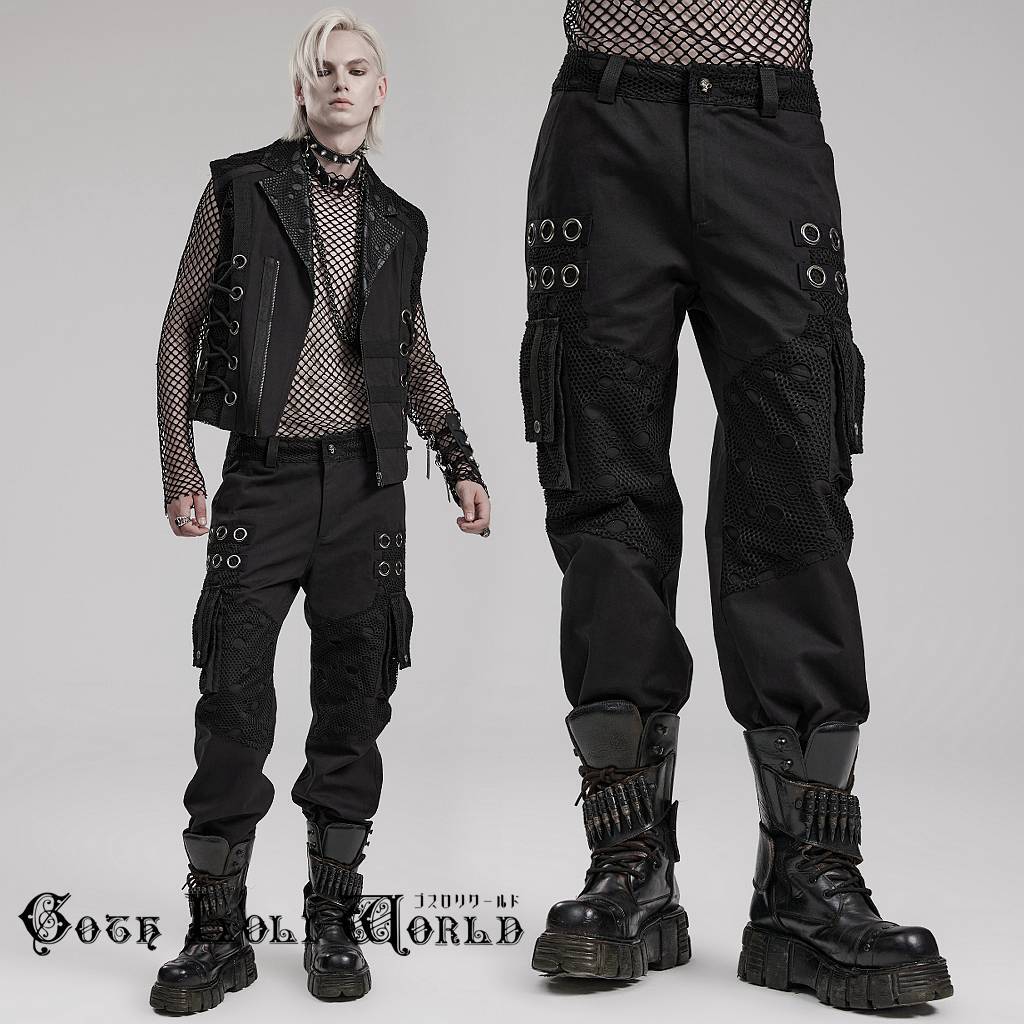 即納/送料無料】WK-591DQM-BK ロックファッション ダメージメッシュ