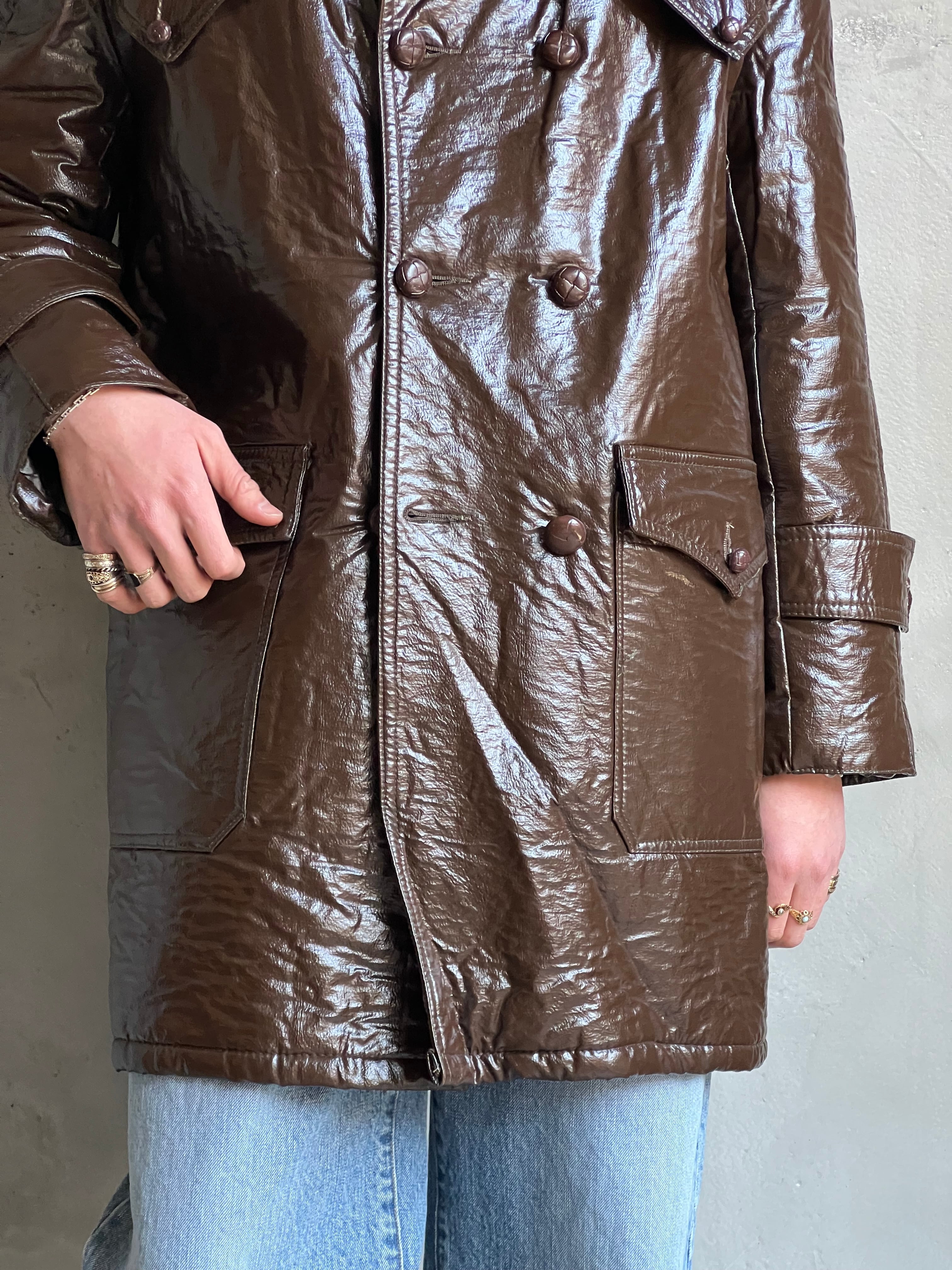 コーティングレザーダブルブレストハーフコート | TUNAGI JAPAN