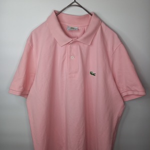 ラコステ　ポロシャツ　刺繍ロゴ　シェルボタン　ユーロ古着　ピンク　4サイズ