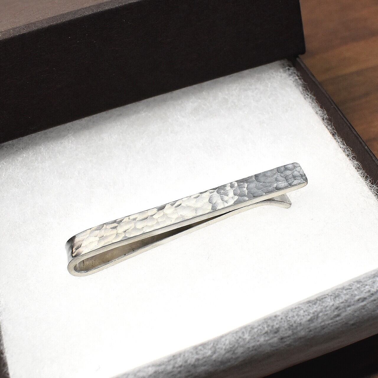 シルバー ネクタイピン クリップ式 槌目模様 オーダーメイドにもお勧め