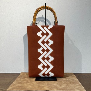 竹持手バッグ縦型　＃力つなぎ　茶色
